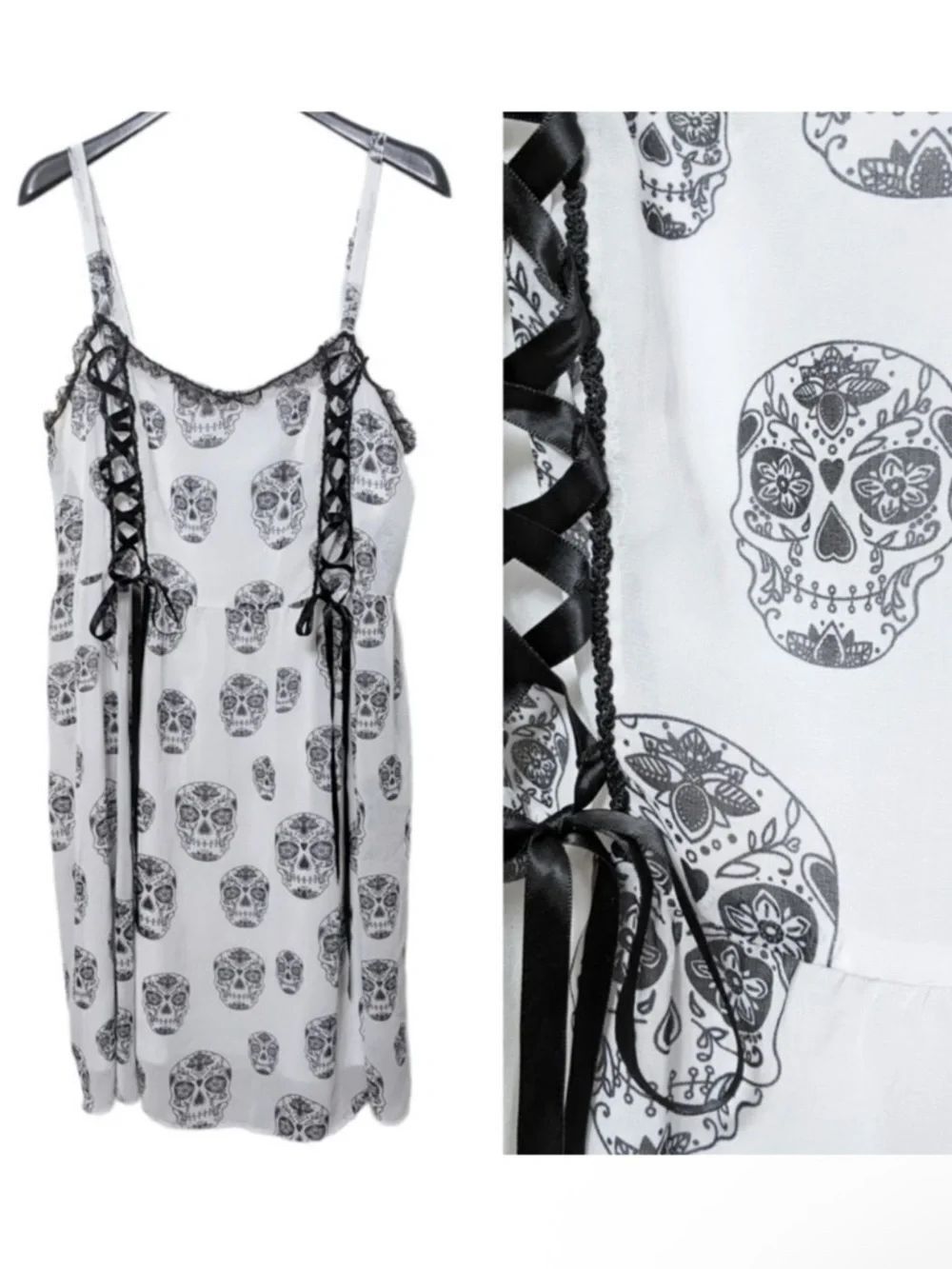 TRIPP NYC Daang Goodman Sugar Skulls Corset Chiffon Lace Trim Dress 1X